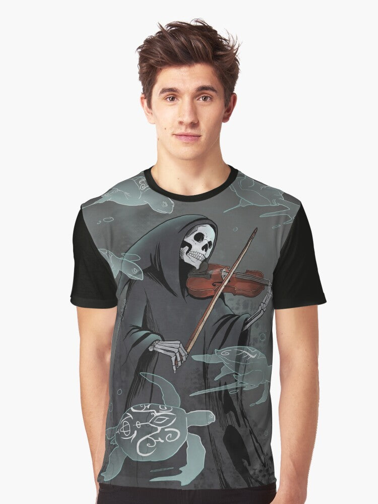 Grim reaper holding a violin with a dark, gothic symphony design - Men