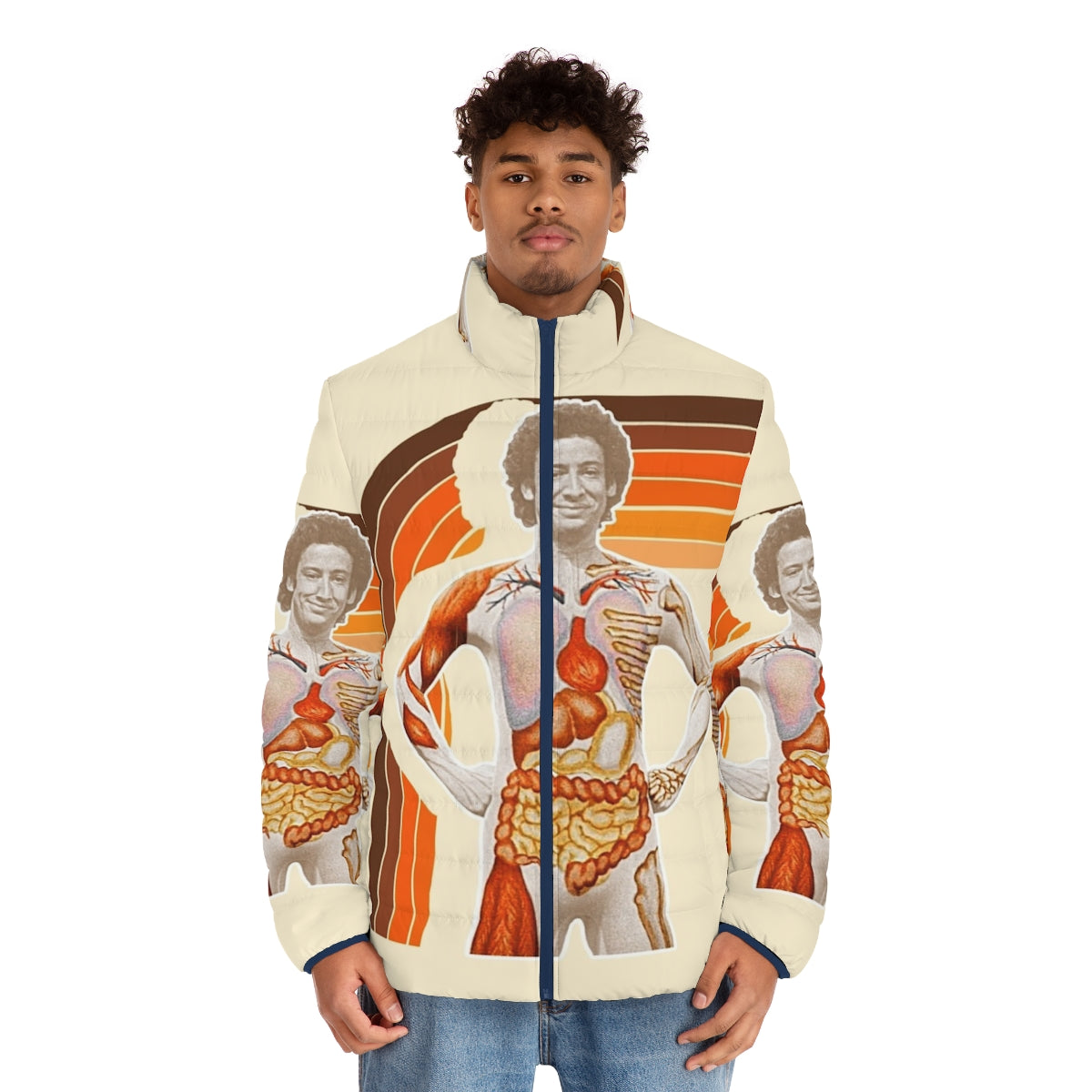 Retro 80s Slim Goodbody inspired puffer jacket - men front