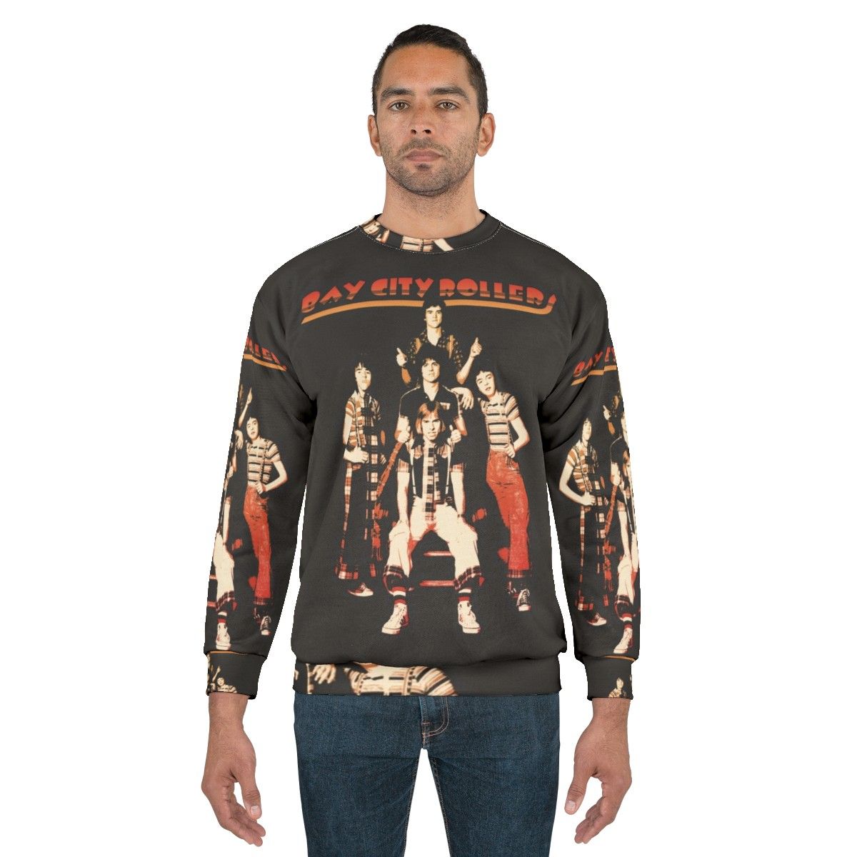 Retro Bay City Rollers sweatshirt featuring 80s glam rock band - men