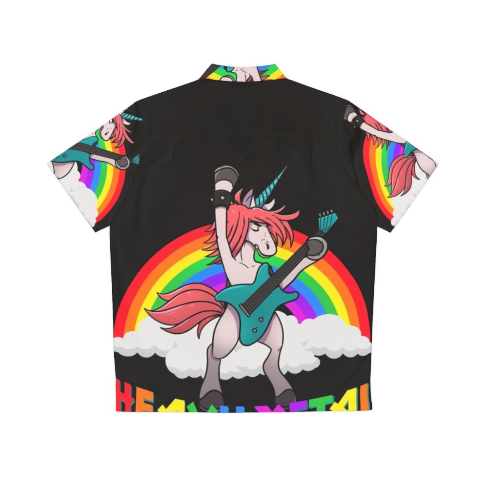 Heavy Metal Unicorn Music Guitar Hawaiian Shirt - Back