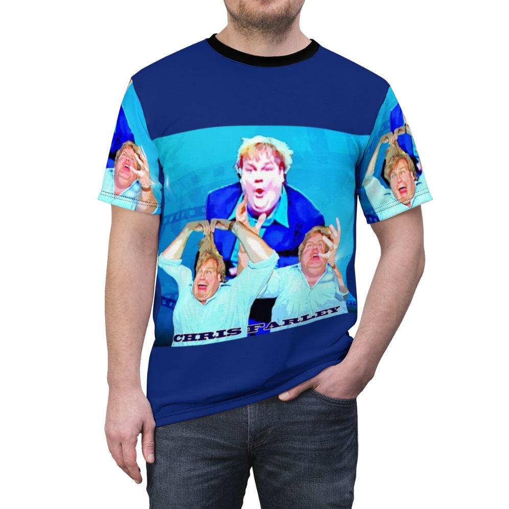 Vintage-style t-shirt featuring a design inspired by the iconic Chris Farley character Matt Foley - men front