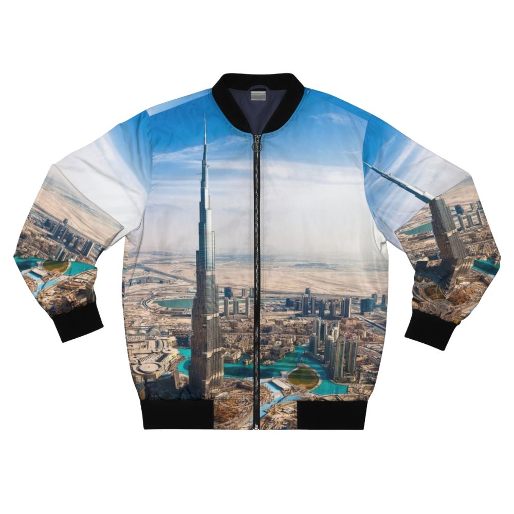 Dubai-inspired bomber jacket with UAE and Burj Khalifa design