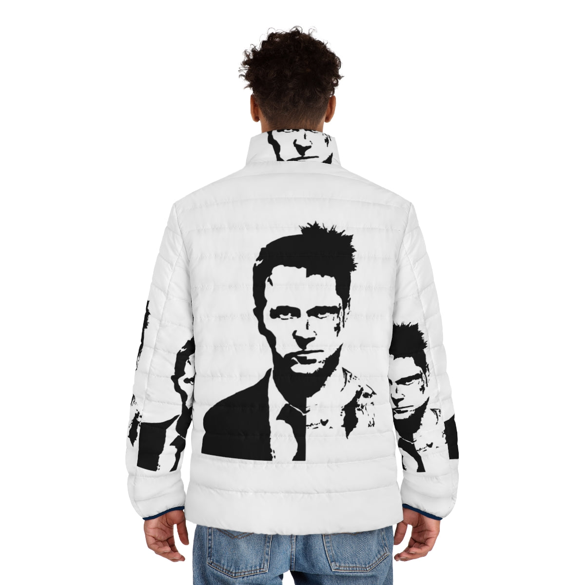 Fight Club Inspired Puffer Jacket featuring Edward Norton and Bradd Pitt - men back