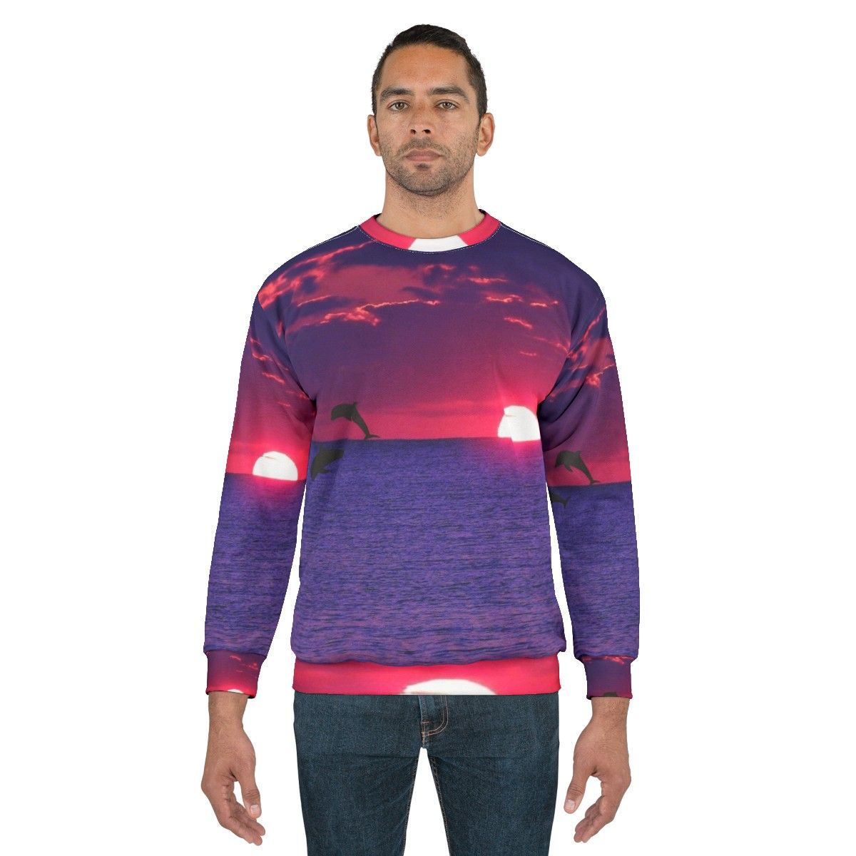 Bright colorful sunset beach sweatshirt - men