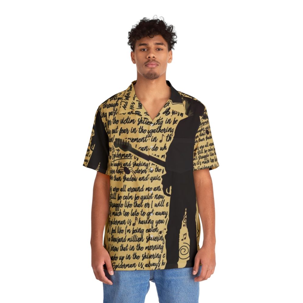 Dark Gothic Hawaiian Shirt with Robert Smith and The Cure Inspired Design - People Front