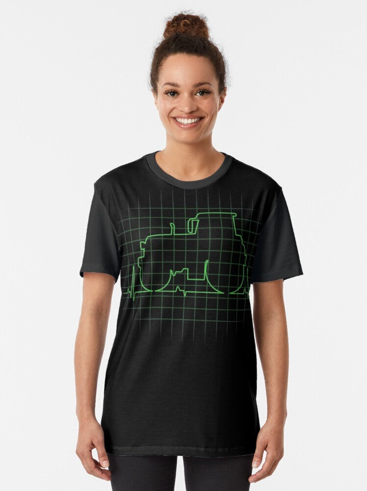 Tractor Heartbeat Graphic T-Shirt for Farmers - Women