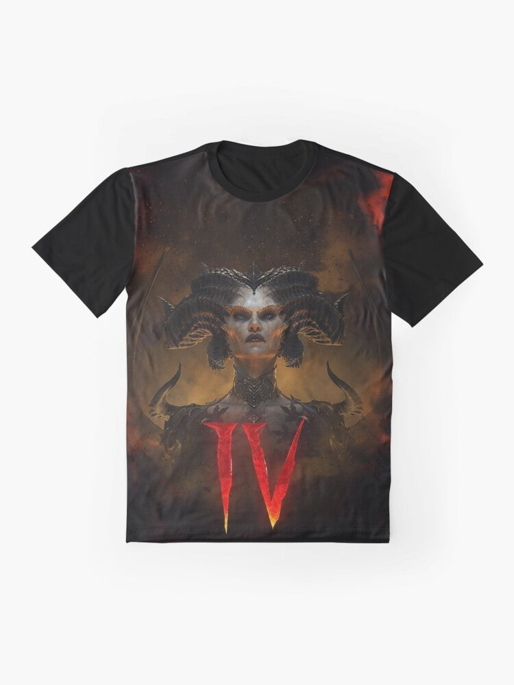 "Diablo 4 Graphic T-Shirt featuring Lilith and the Gates of Hell" - Flat lay