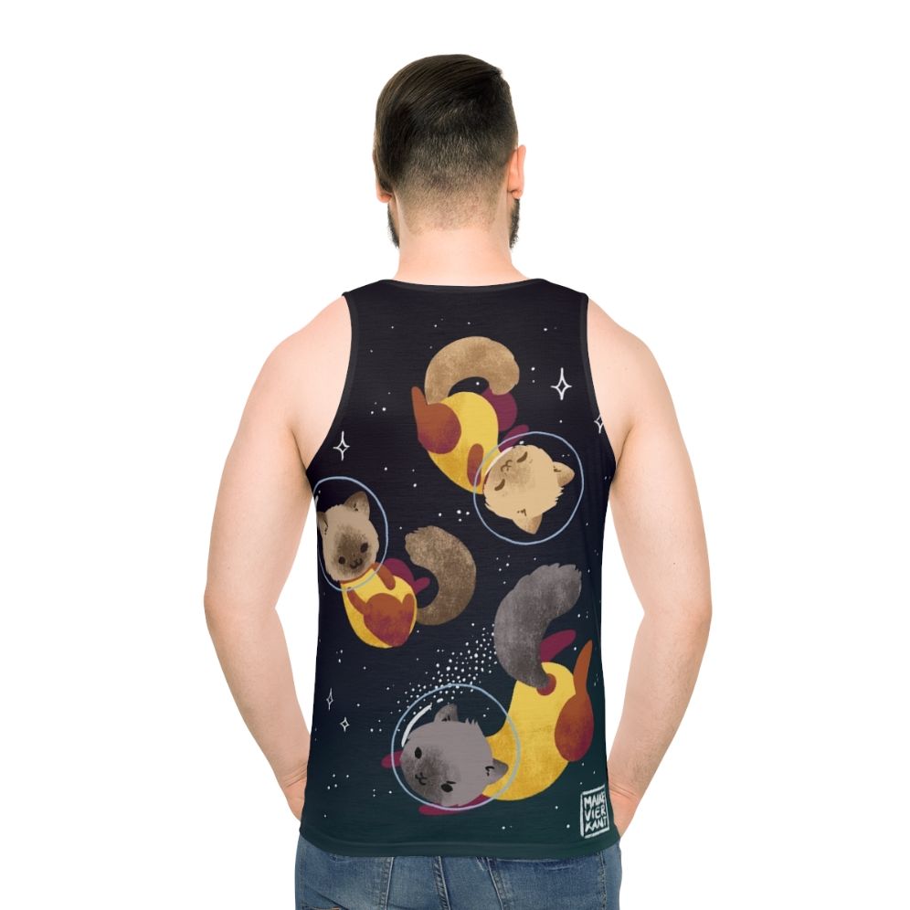 Space Cats Unisex Tank Top with Astronaut Cat Design - men back