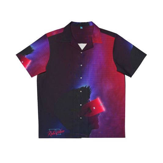 Retro VR Hawaiian Shirt with Cyberpunk Neon Patterns