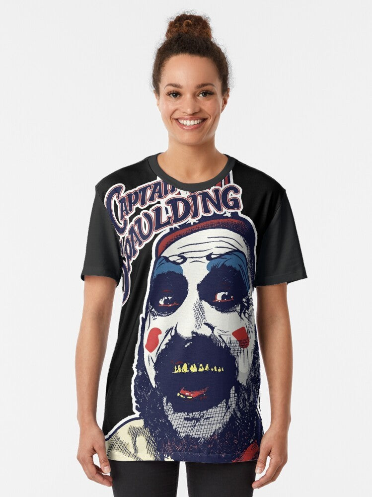 Captain Spaulding's Museum of Monsters and Madmen graphic t-shirt design featuring horror elements - Women