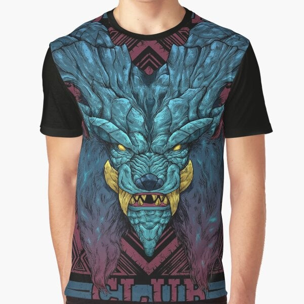 Hunting Club Lunastra Graphic T-Shirt featuring the Elder Dragon from the Monster Hunter video game series