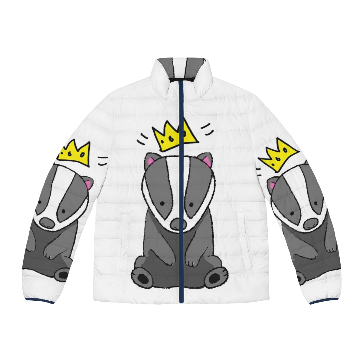 Chunt the Badger King puffer jacket featuring Hello From the Magic Tavern podcast design