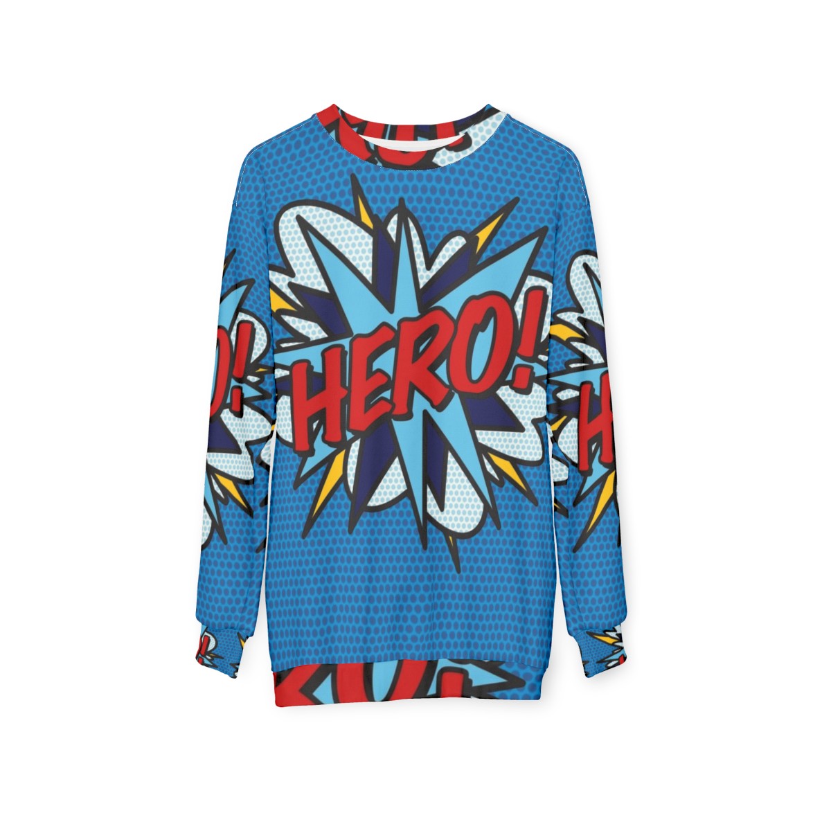 Retro hero comic book pop art sweatshirt - hanging