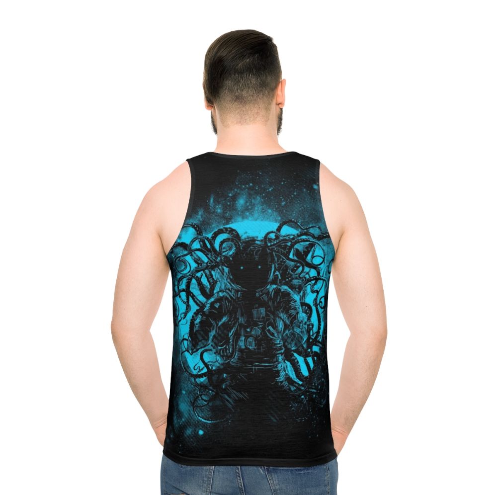 Unisex tank top with cosmic horror space monster design - men back