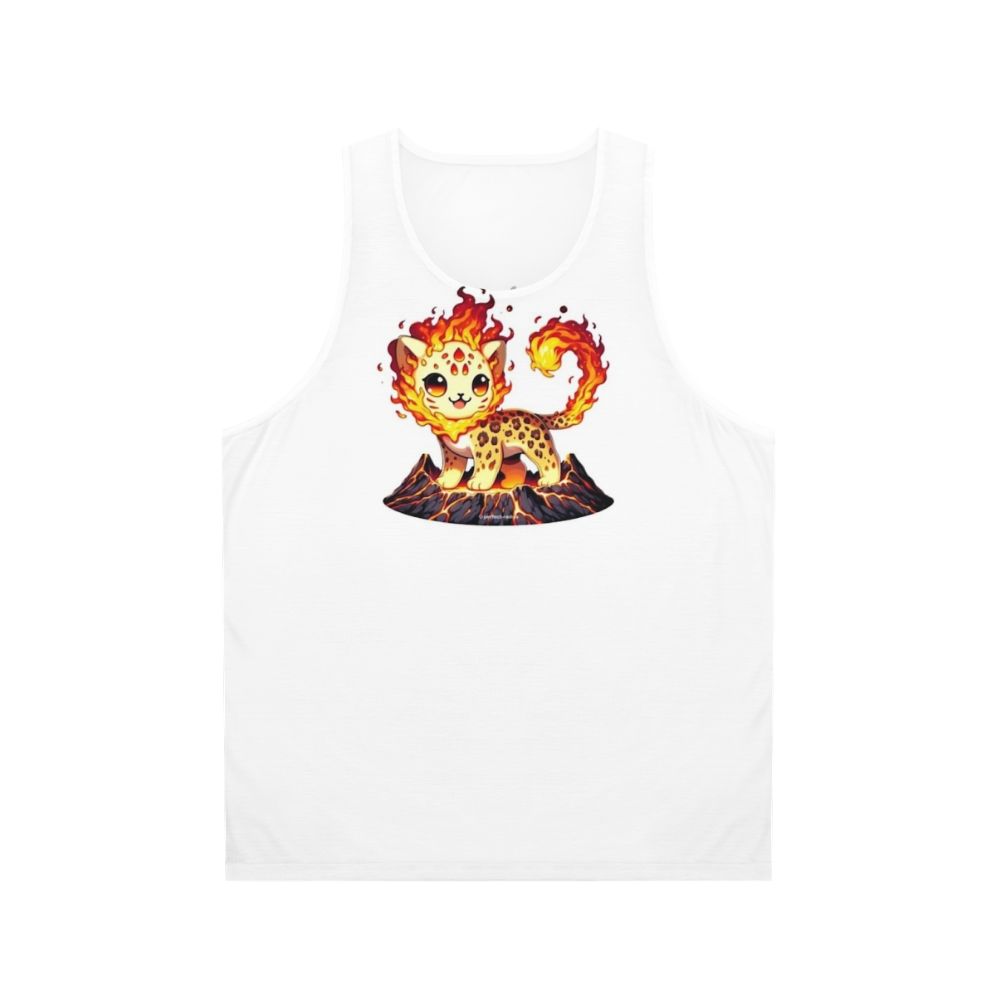 Unisex tank top with a graphic design of a legendary lava leopard