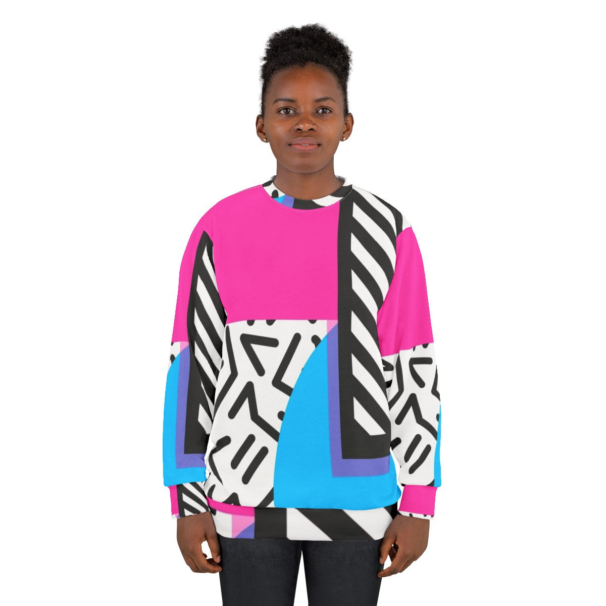 Colorful retro abstract geometric pattern sweatshirt - women