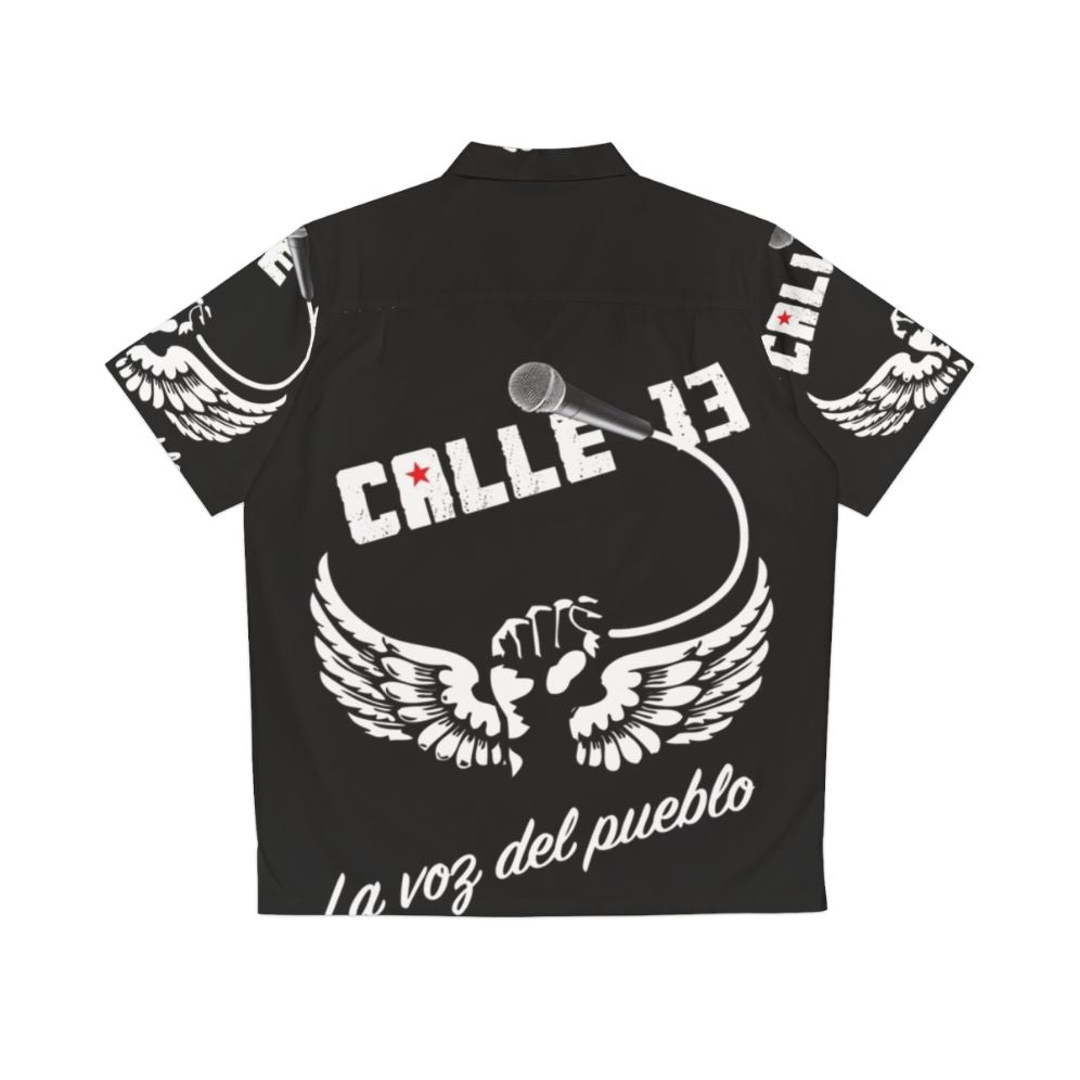 Calle 13 Hawaiian Shirt with Residente Rapper Motif - Back