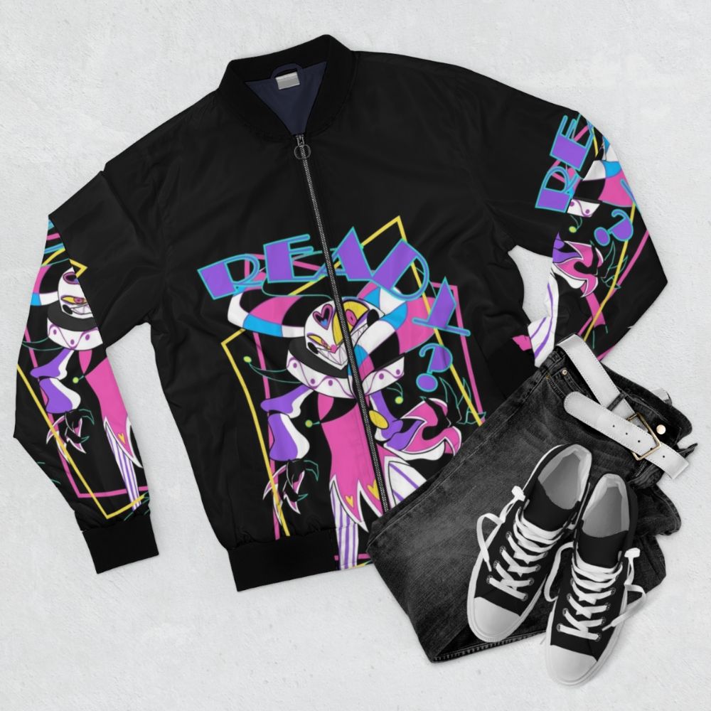 Fizzarolli's Stylish Bomber Jacket from Helluva Boss - Flat lay