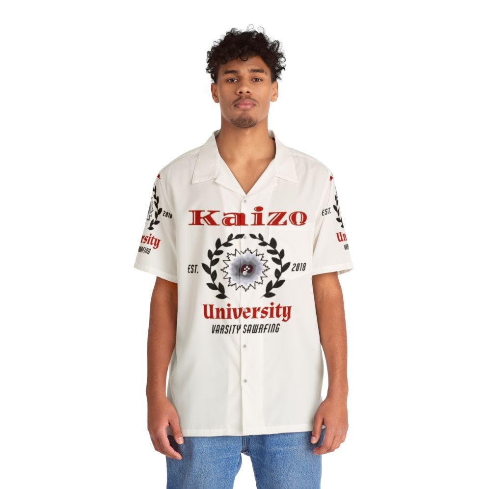 Varsity Sawrfing Hawaiian Shirt with Blade Design - People Front