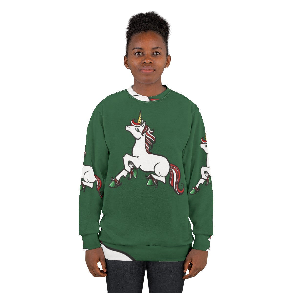 Christmas unicorn sweatshirt with a cozy and enchanting design - women