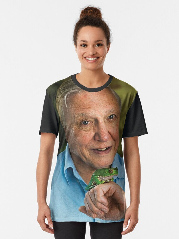 David Attenborough graphic t-shirt with all over print design featuring nature and animals - Women