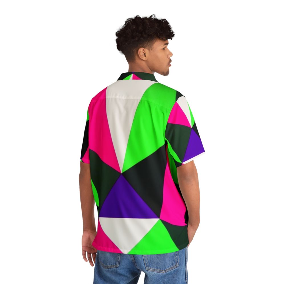 Bold 80s neon color block retro Hawaiian shirt - People Back