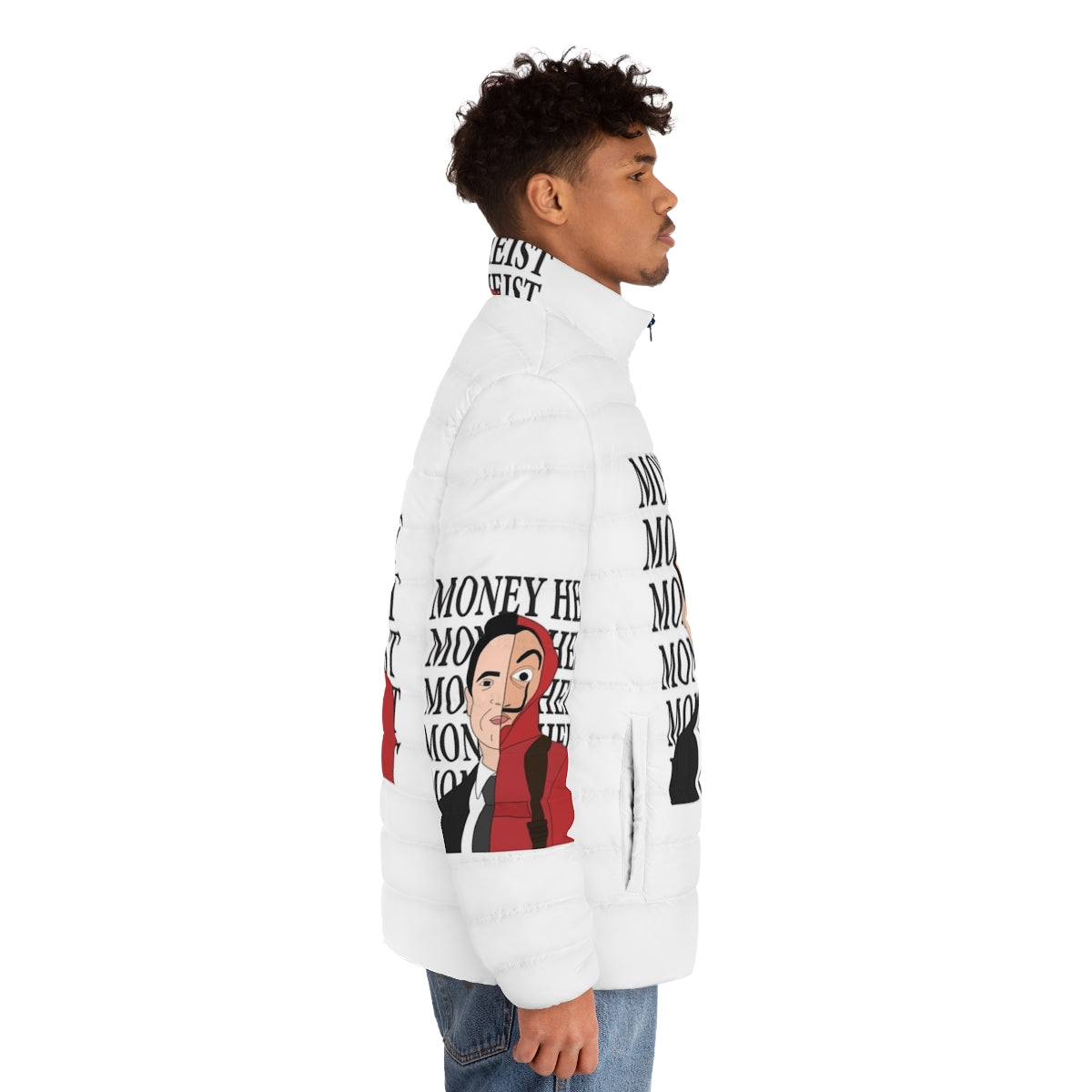 Money Heist Berlin Illustration Puffer Jacket - men side right