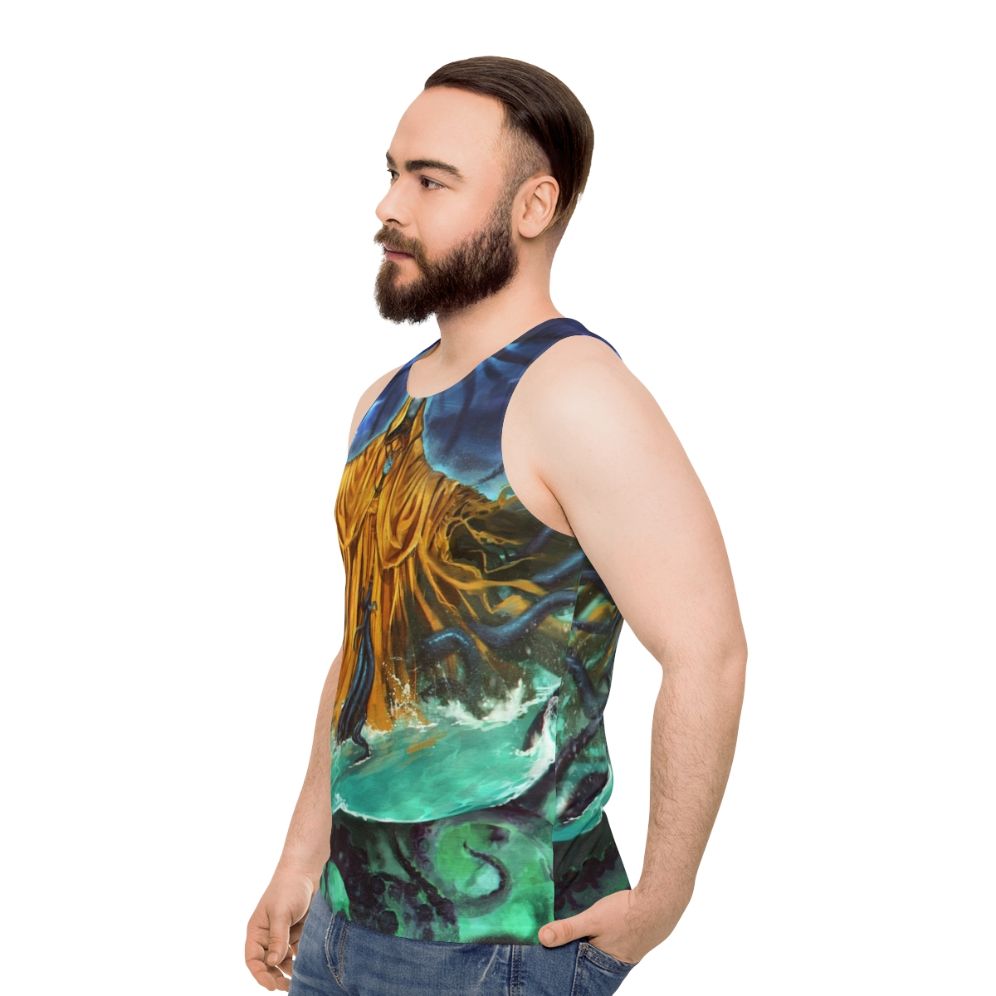 Unisex tank top with Lovecraft horror design - men side