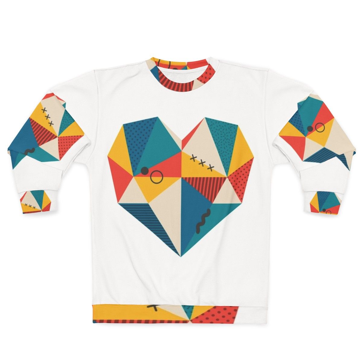 Retro heart geometric design sweatshirt