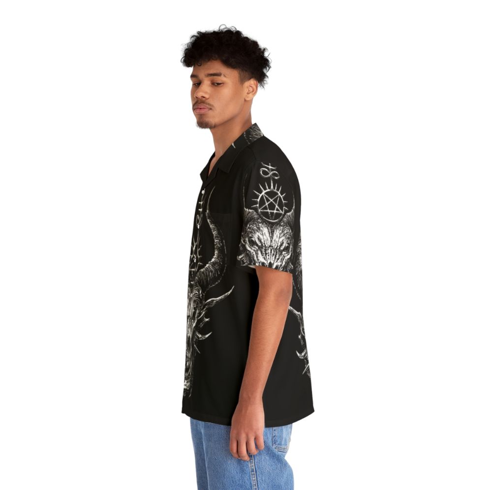 Dark Satanic Demon Hawaiian Shirt with Leviathan Cross Design - People Left