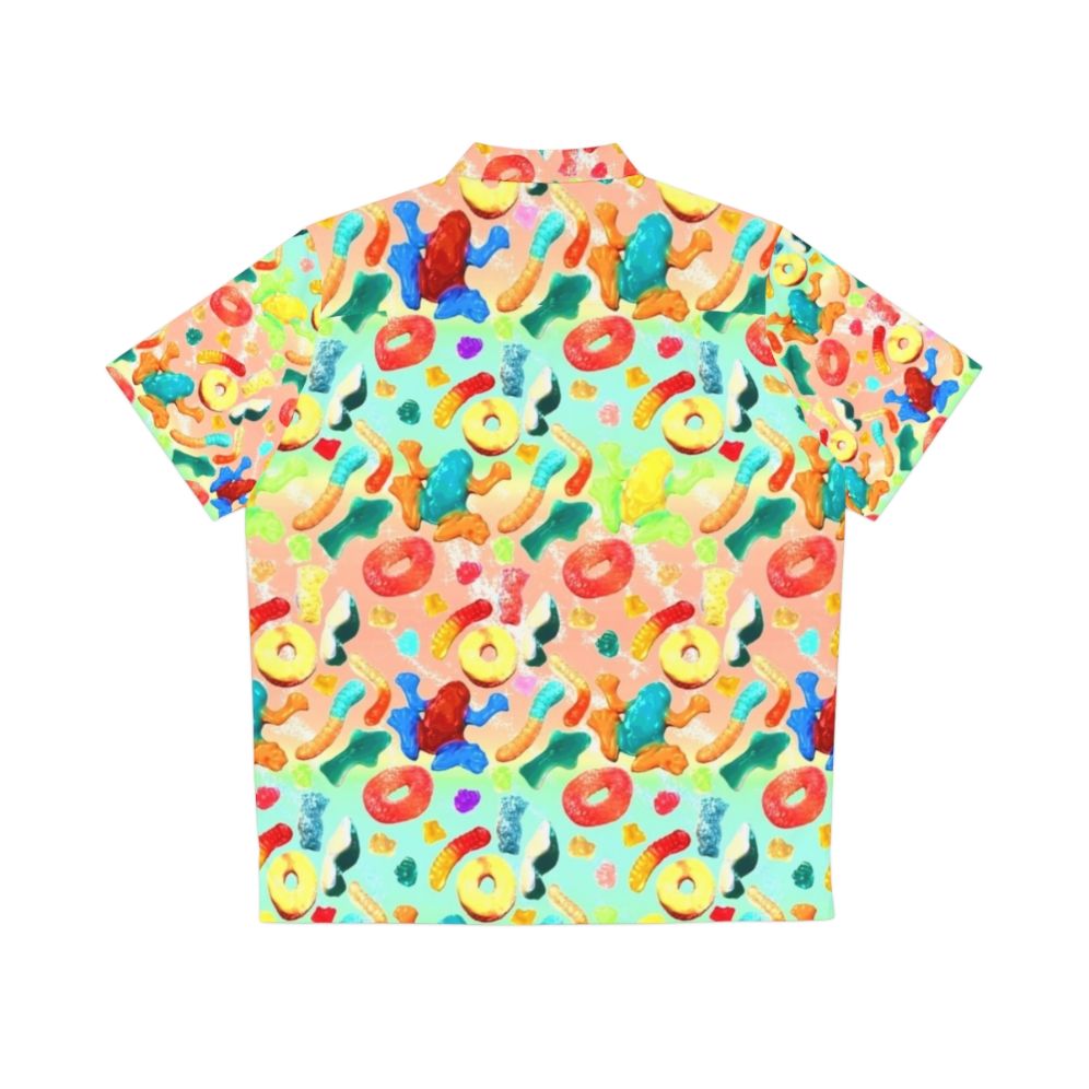 Gummy Galore Hawaiian Shirt with Vibrant Tropical Candy Pattern - Back