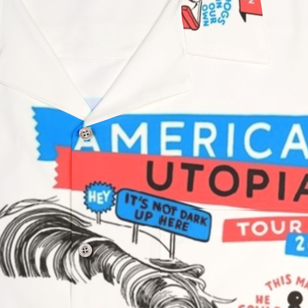 Tropical Hawaiian Shirt with David Byrne's American Utopia 2018 Design - Detail