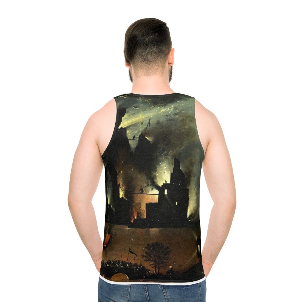 Hieronymus Bosch inspired unisex tank top with hellish imagery - men back