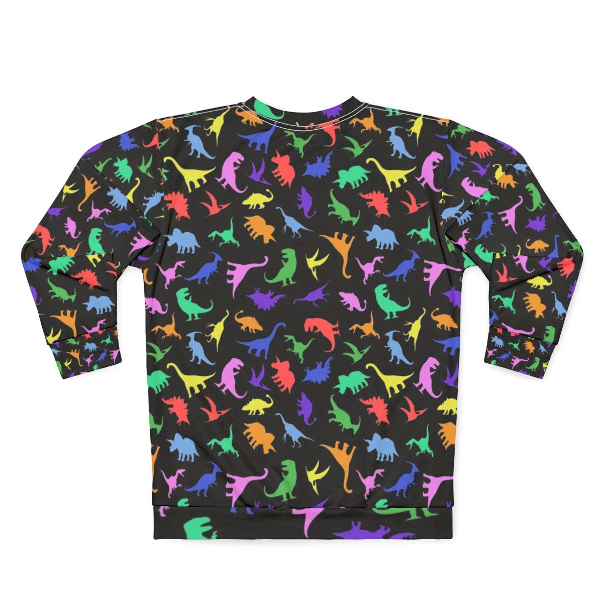 Black sweatshirt with a fun dinosaur pattern design - Back