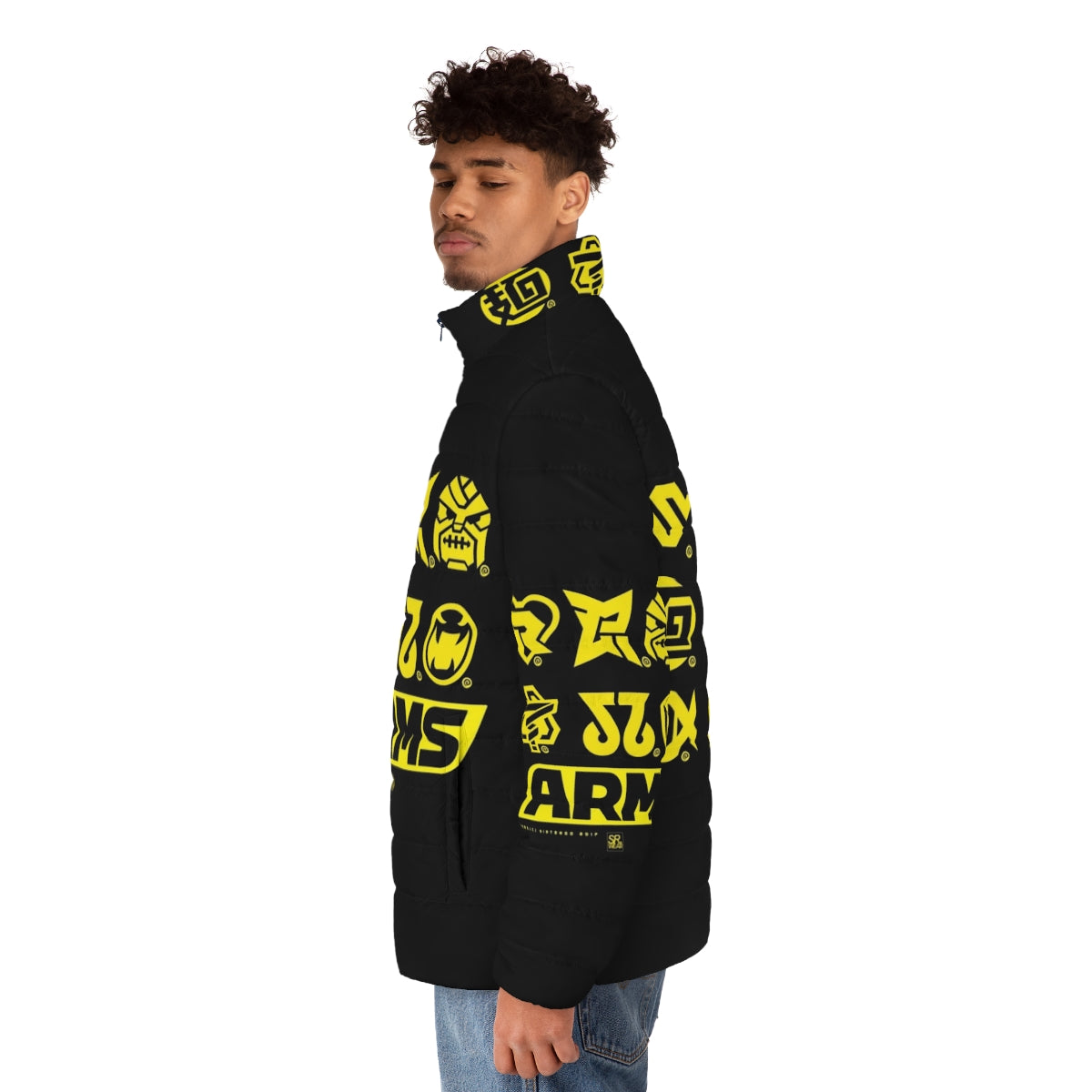 Arms Character Icons Puffer Jacket featuring Nintendo ARMS spring fighters - men side left