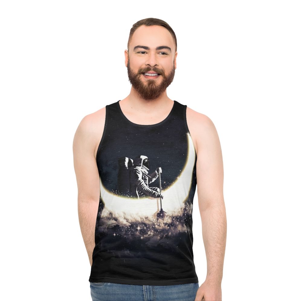 Cosmic moon sailing unisex tank top - men