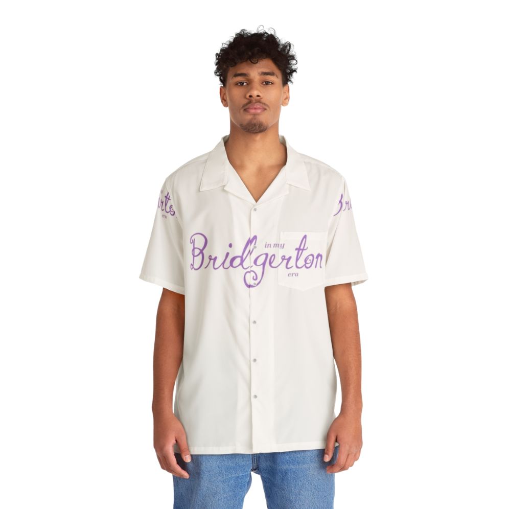 Purple Hawaiian shirt with Bridgerton-inspired design - People Front