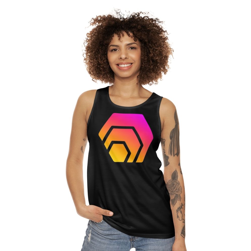 Hex Crypto Unisex Tank Top with Hexagon Logo - women