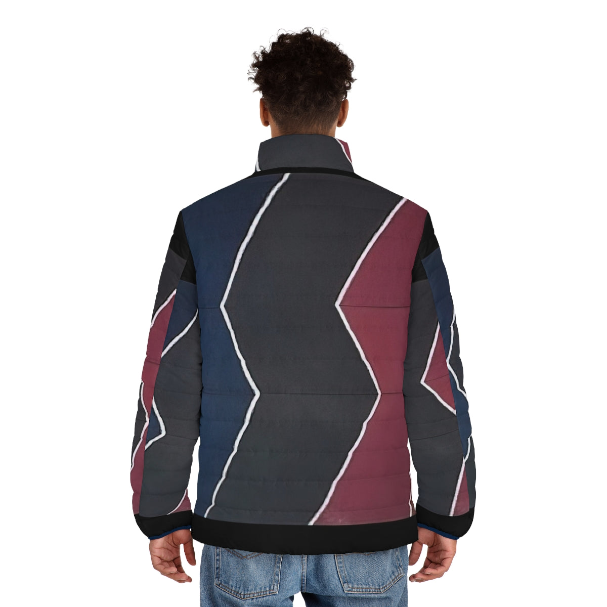 Thomas Downing Cut Series Puffer Jacket featuring vibrant color field art - men back