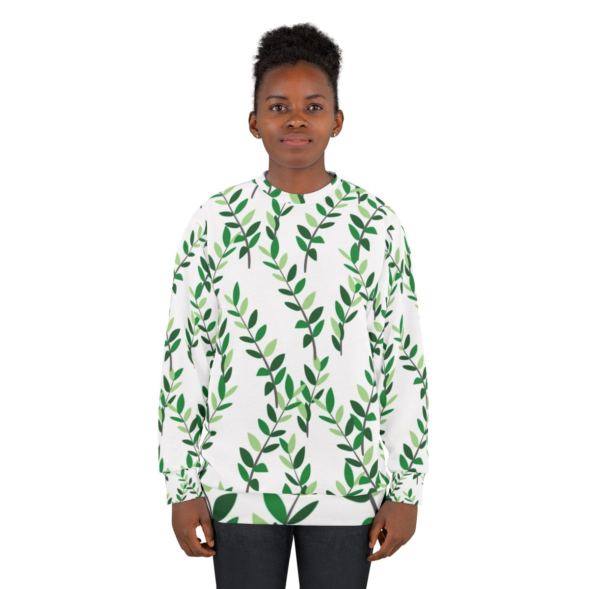 Zz plant leaves foliage botanical sweatshirt - women