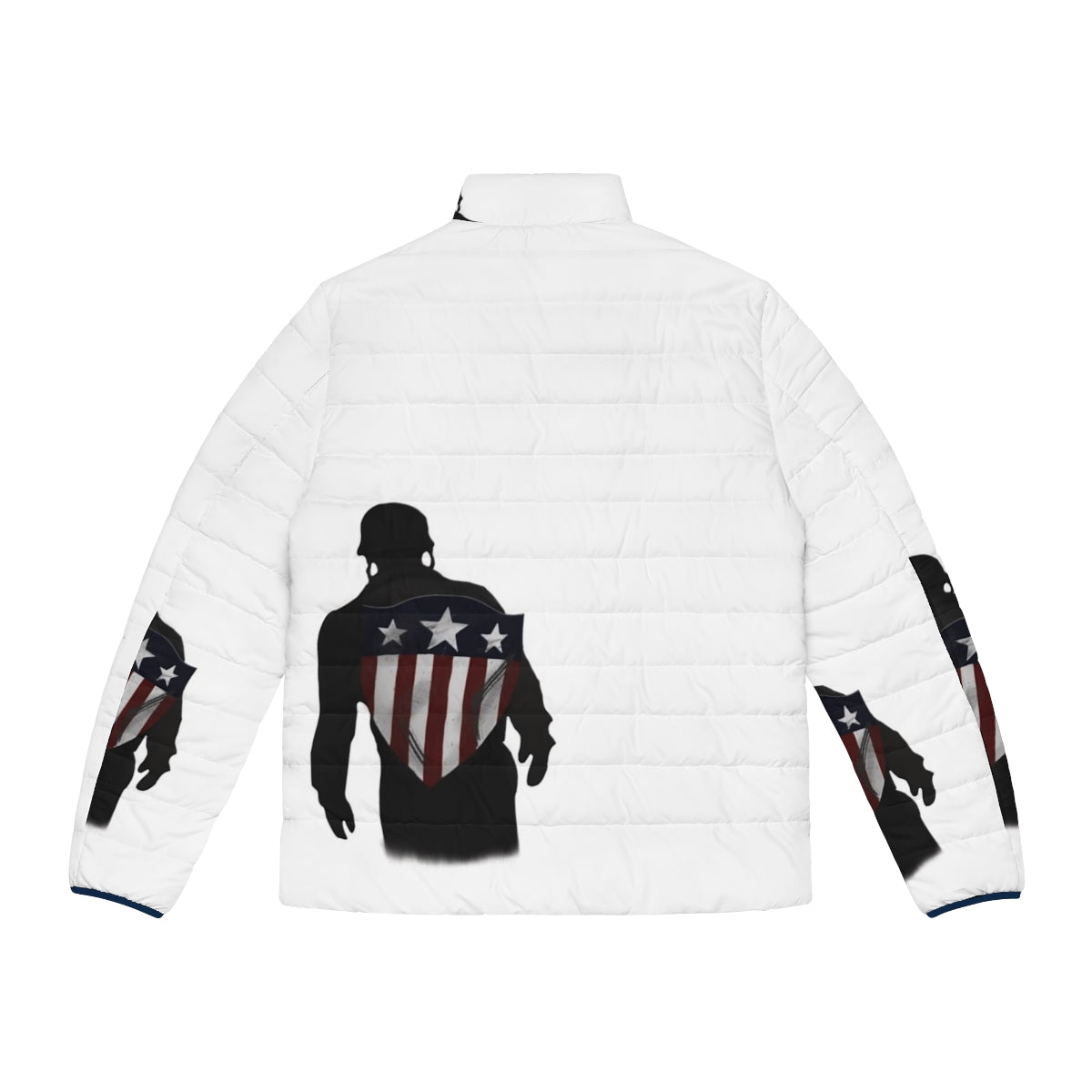 Chris Evans inspired "I Can Do This All Day" puffer jacket featuring stars and stripes design - Back