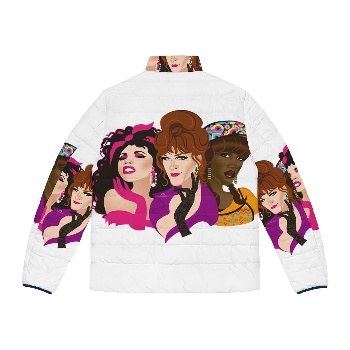 Puffer jacket inspired by the film "To Wong Foo, Thanks for Everything! Julie Newmar" featuring Alejandro Mogollo's art - Back