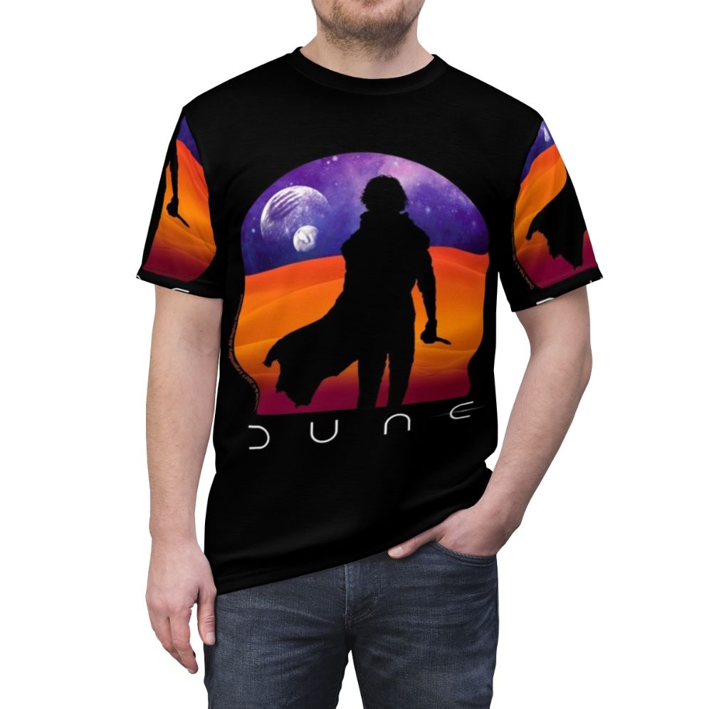 Dune-inspired t-shirt featuring the character Muad'dib - men front