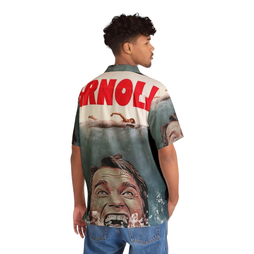 Arnold Schwarzenegger Shark Hawaiian Shirt - Flat lay