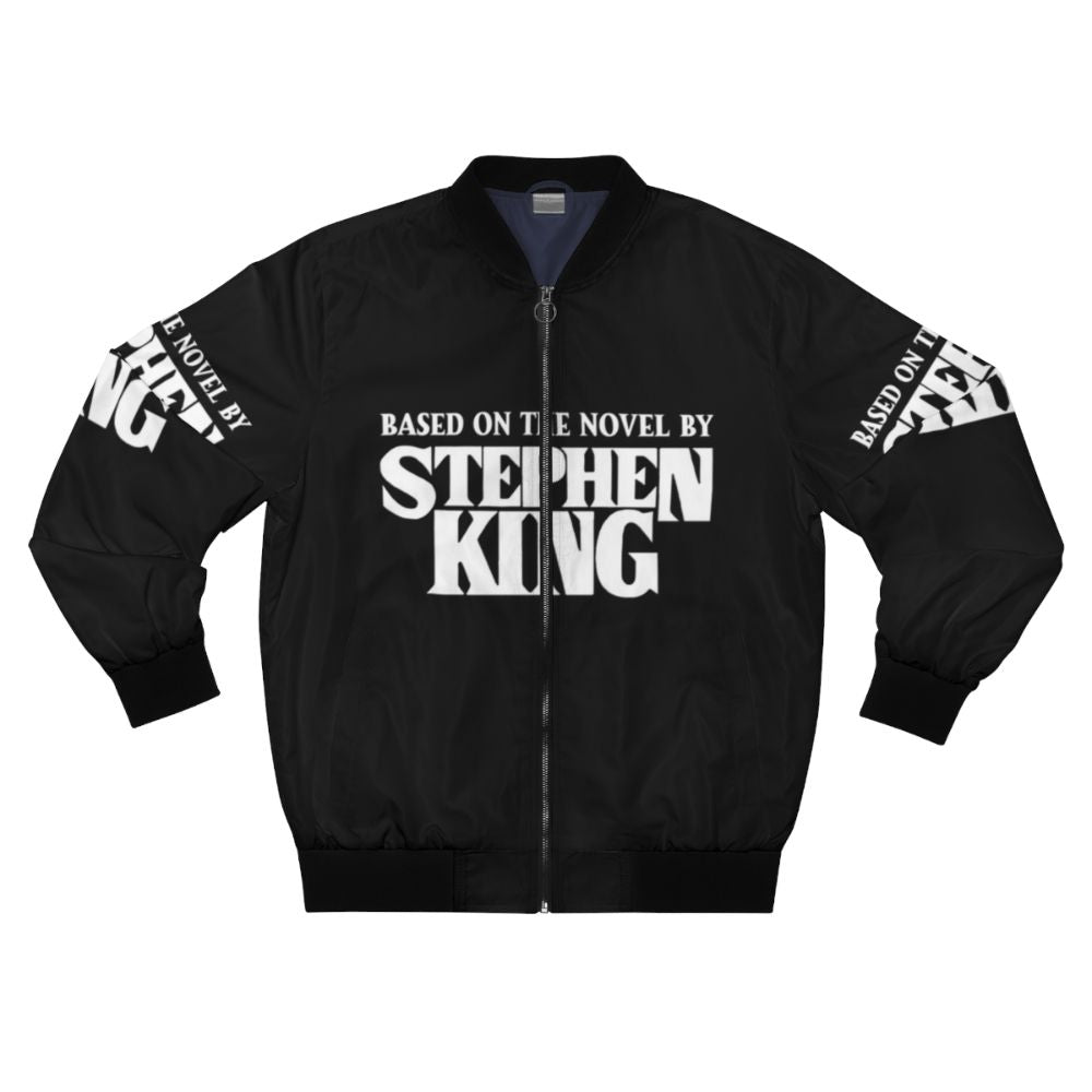 White bomber jacket inspired by Stephen King's horror novels