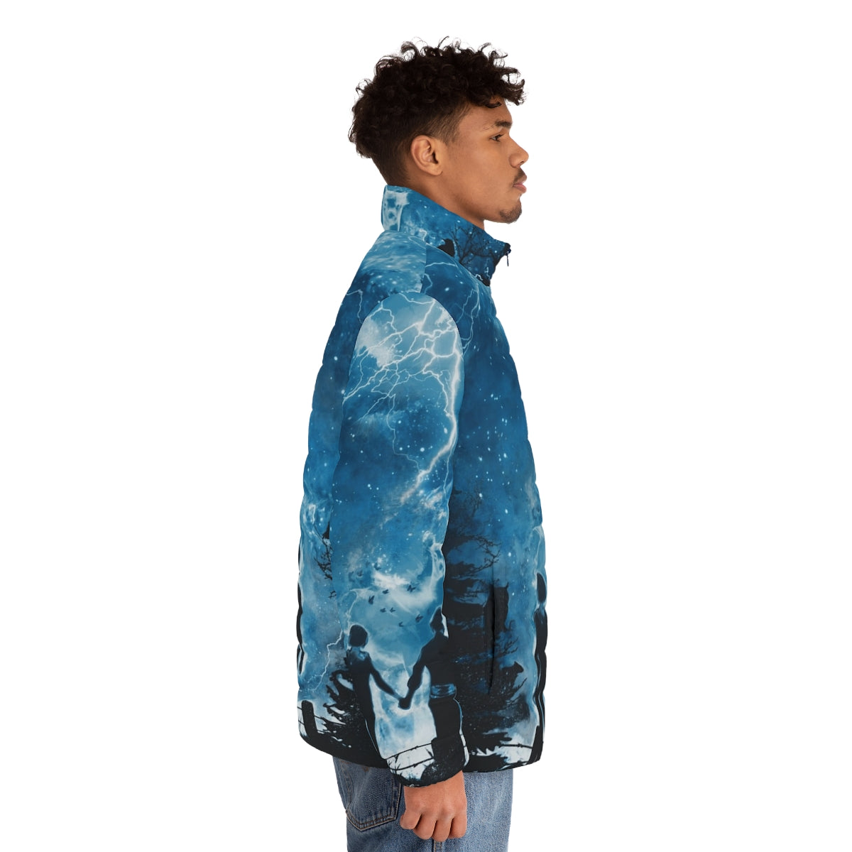 Puffer jacket with Life is Strange-inspired storm and nature design - men side right