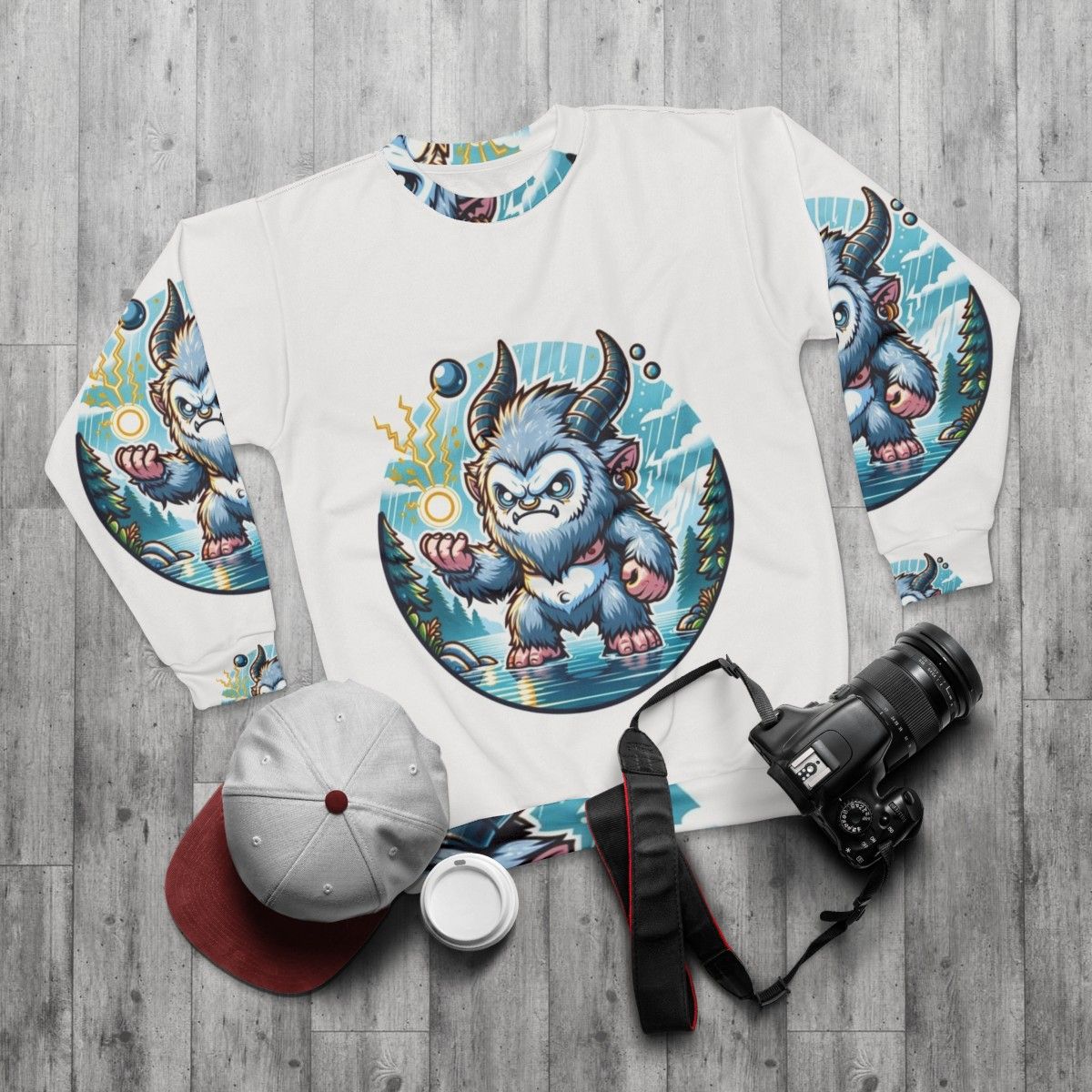 Legendary Silver Ape Fantasy Sweatshirt - flat lay