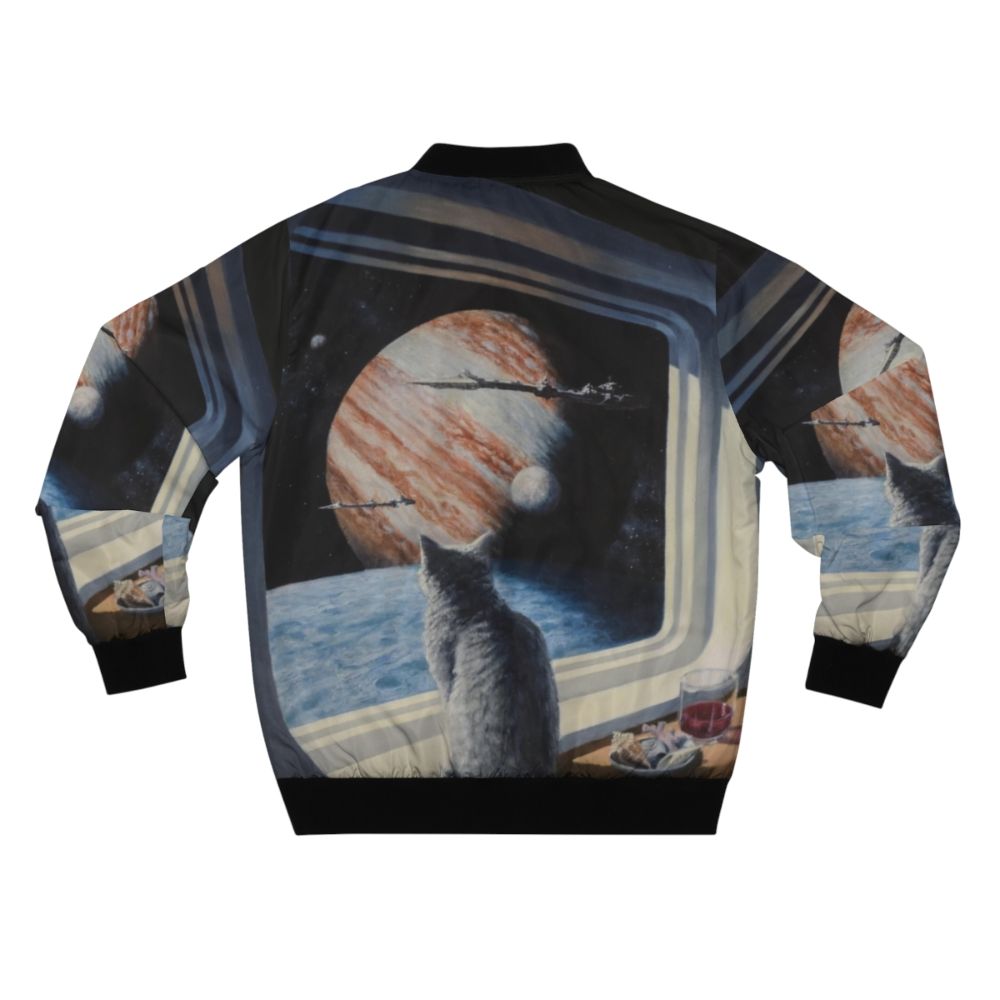 "Space Cat" Bomber Jacket with a science fiction oil painting design - Back