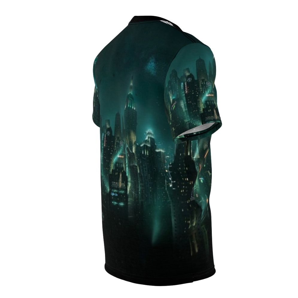 Bioshock-inspired t-shirt featuring the underwater city of Rapture - men right