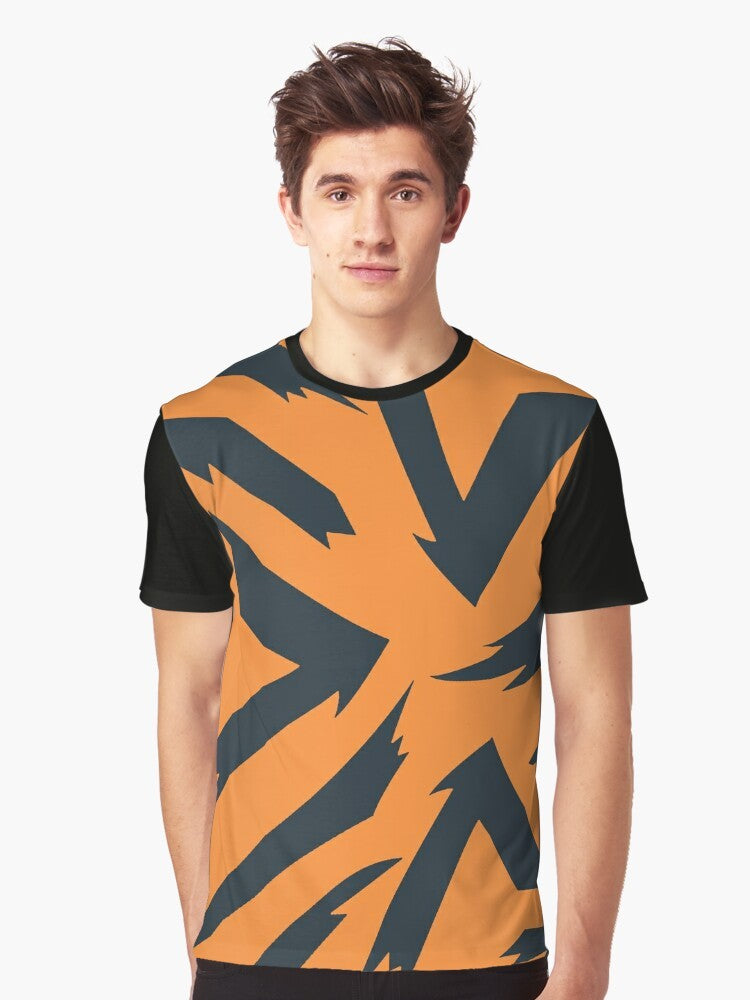 Arcanine fire pattern graphic t-shirt with tribal stripes - Men